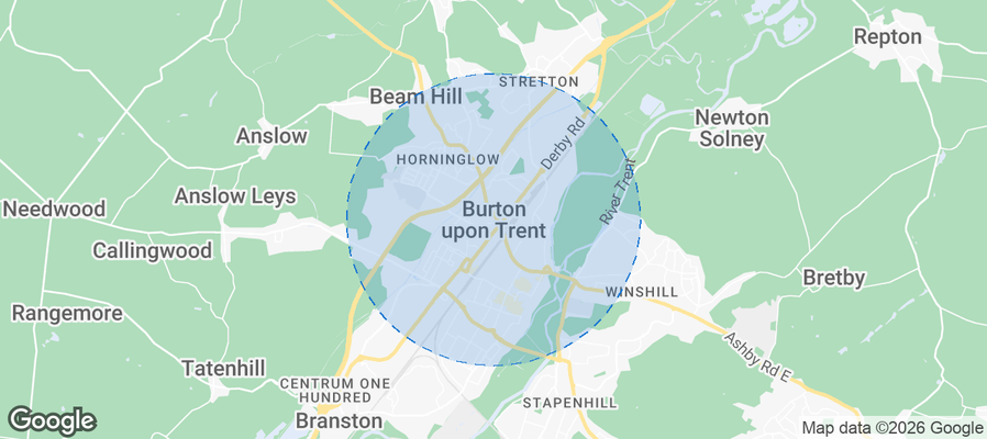 Burton upon Trent Airbnb map